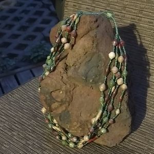 Layered paper bead necklace